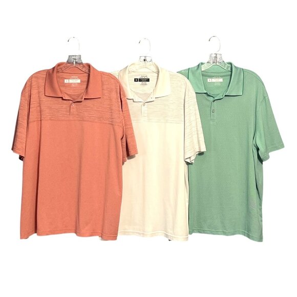 3 Haggar Cool 18 Tec Mens Polo Shirts Bundle XL Quick Dry Stretch Comfort - Picture 1 of 10